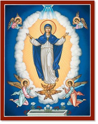 The Assumption of the Virgin Mary -  Biểu tượng Tôn giáo Rực Rỡ và Kỹ Thuật Thêu Lụa Cao tay